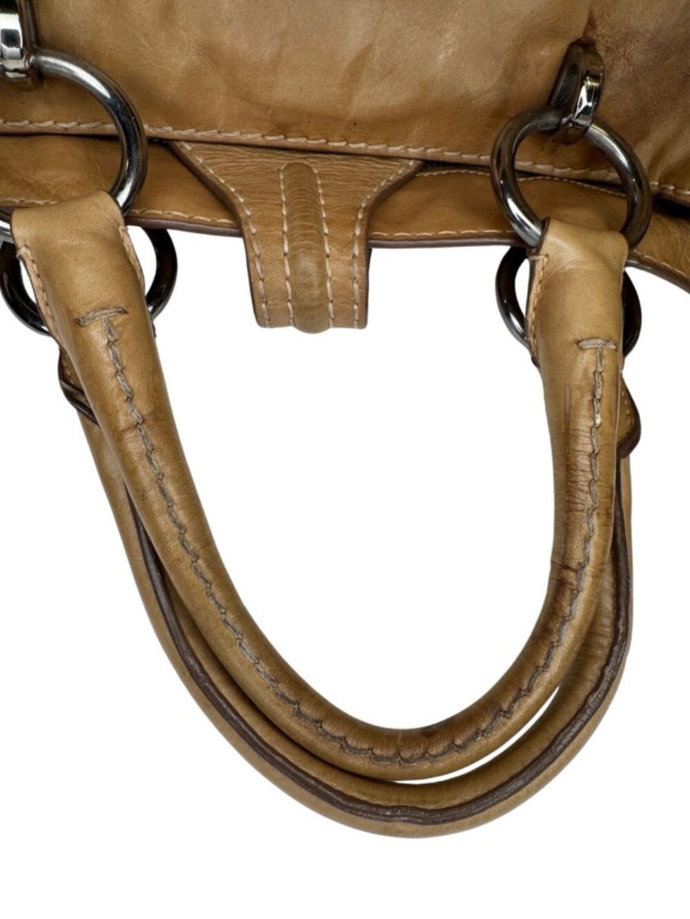 vintage Prada Vitello Shine Turn-Lock bag tan beige calf leather - Picture 12 of 16